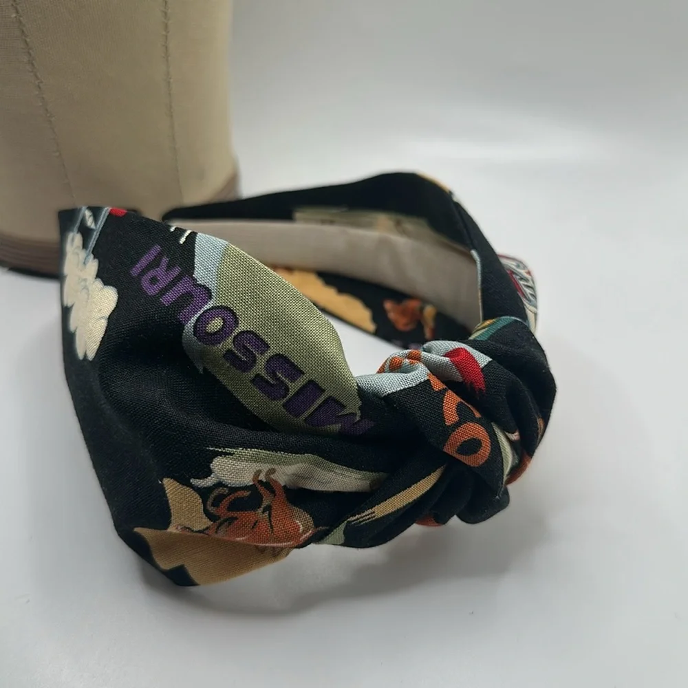 Handmade Rout 66 Colorful Graphic knotted Headband - Picture 4 of 5